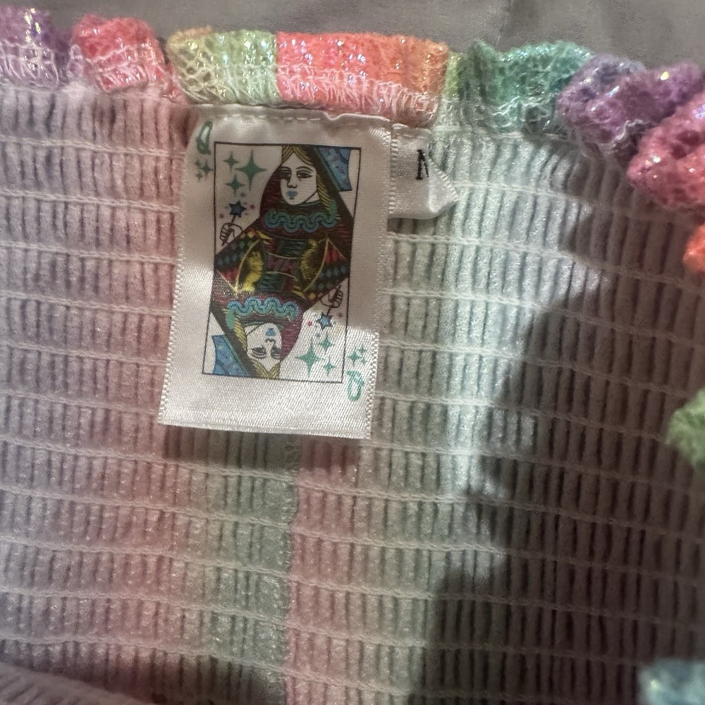 Queen of Sparkles Rainbow Preppy Swing Shorts high waist smocked Medium M‎ - Picture 3 of 6